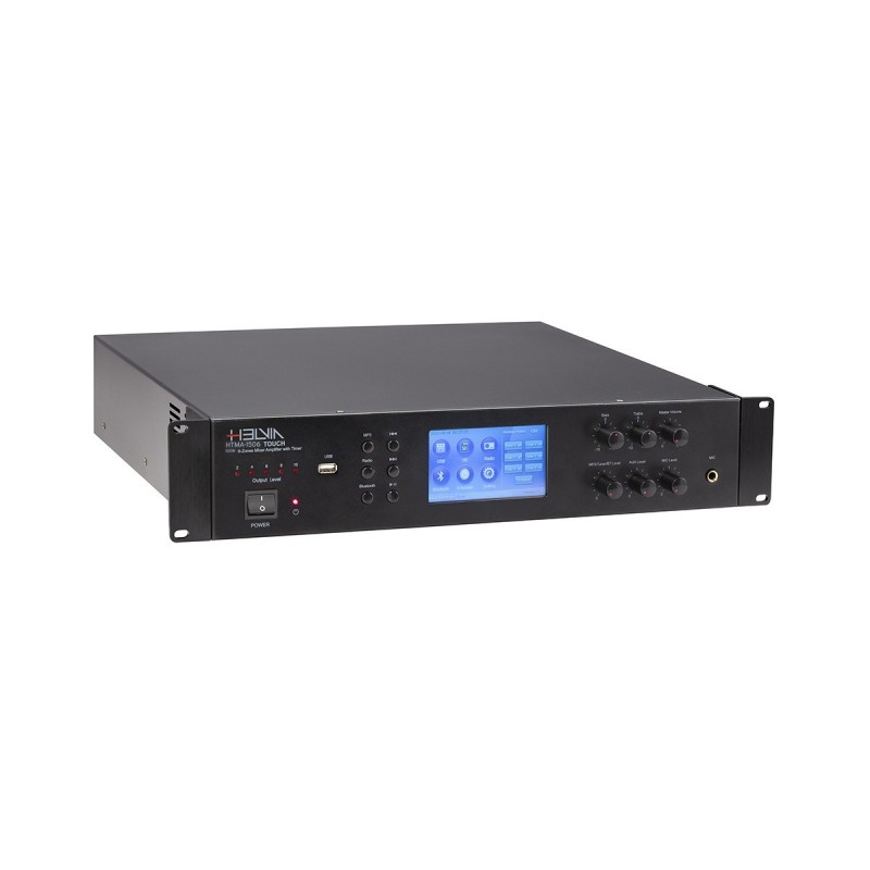 Amplificatore mixer 150W integrato a 6 zone con timer, USB, SD, BT e Radio