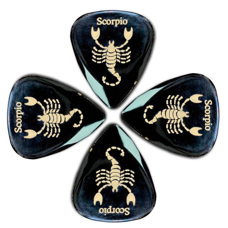 4 Plettri con segno zodiacale "Scorpione"