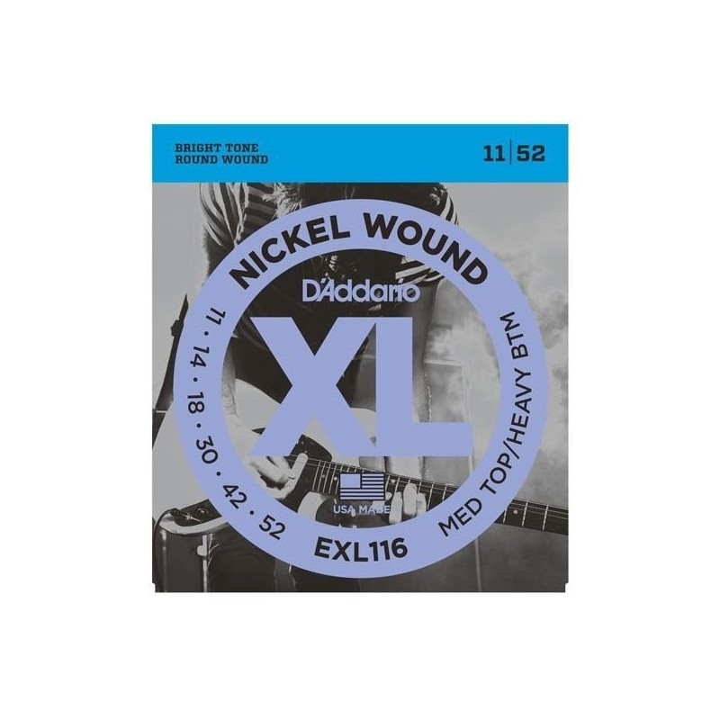 Nickel Wound Electric Guitar Strings, Medium Top/Heavy Bottom, 11-52