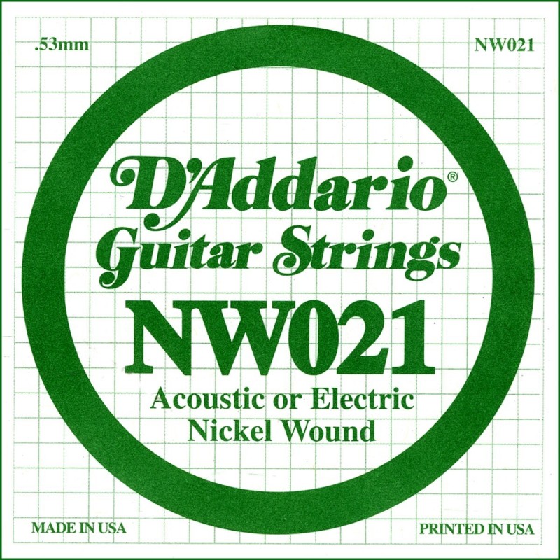 D'Addario NW021 Nickel Wound Electric Guitar Single String, .021