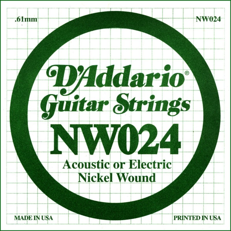 D'Addario NW026 Nickel Wound Electric Guitar Single String, .026