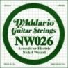 D'Addario NW026 Nickel Wound Electric Guitar Single String, .026
