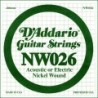 D'Addario NW026 Nickel Wound Electric Guitar Single String, .026