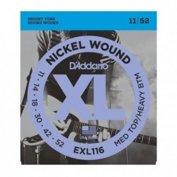 Nickel Wound Electric Guitar Strings, Medium Top/Heavy Bottom, 11-52