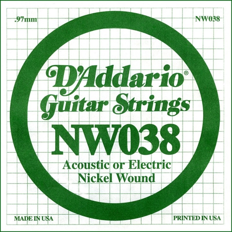 D'Addario NW038 Nickel Wound Electric Guitar Single String, .038