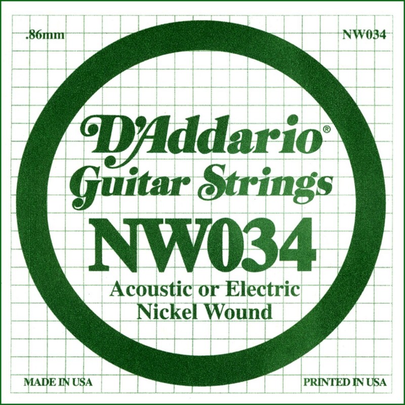 Nickel Wound Electric Guitar Single String, .034