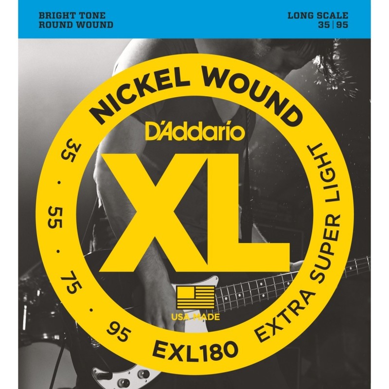 Nickel Wound Bass Guitar Strings, Extra Super Light, 35-95, Long Scale