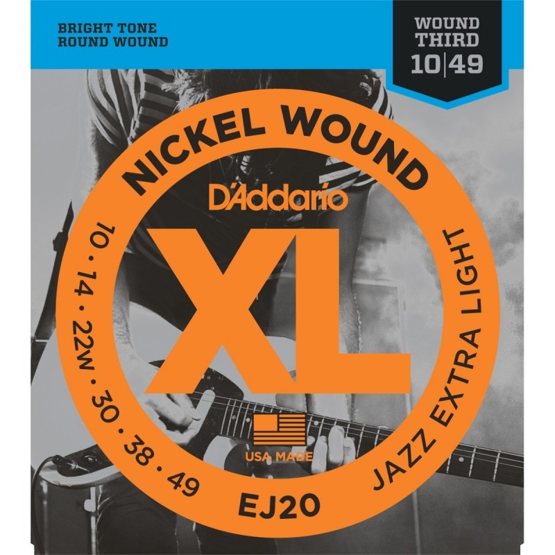 Nickel Wound Electric Guitar Strings, Jazz Extra Light, 10-49