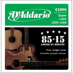 85/15 Bronze Acoustic Guitar Strings, Super Light, 9-45