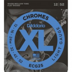 Chromes Flat Wound Electric Guitar Strings, Light, 12-52