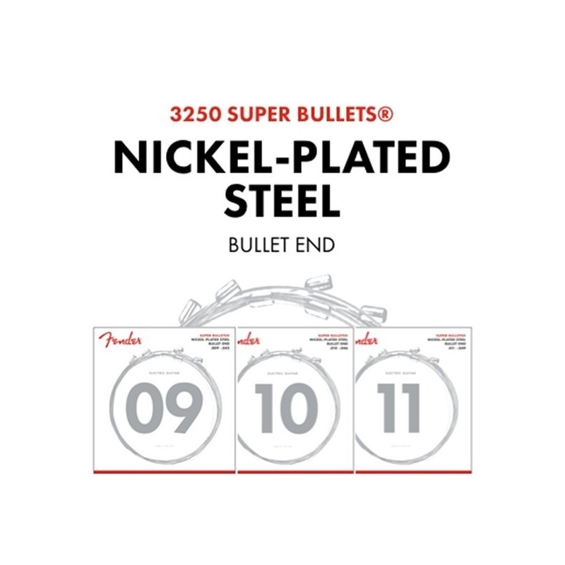 Muta Super Bullet®, acciaio nichelato, Bullet End, scalatura 3250L .009-.042, (6)