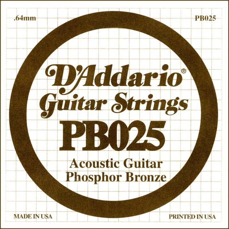 Phosphor Bronze Wound Acoustic Guitar Single String, .025