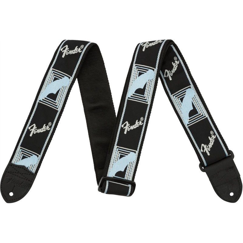 Tracolla Fender® 2" Monogrammed Black/Light Grey/Blue