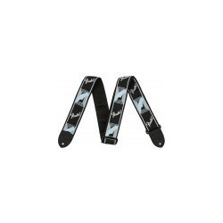 Tracolla Fender® 2" Monogrammed Black/Light Grey/Blue