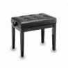 Panca per pianoforte regolabile con finitura nera lucida e sedile chesterfield