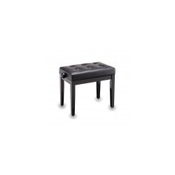 Panca per pianoforte regolabile con finitura nera lucida e sedile chesterfield