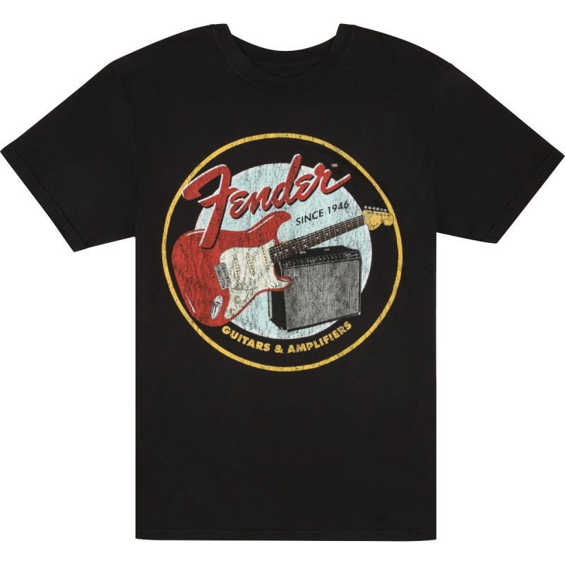 Fender® 1946 T-shirt chitarre e amplificatori, nero vintage, S