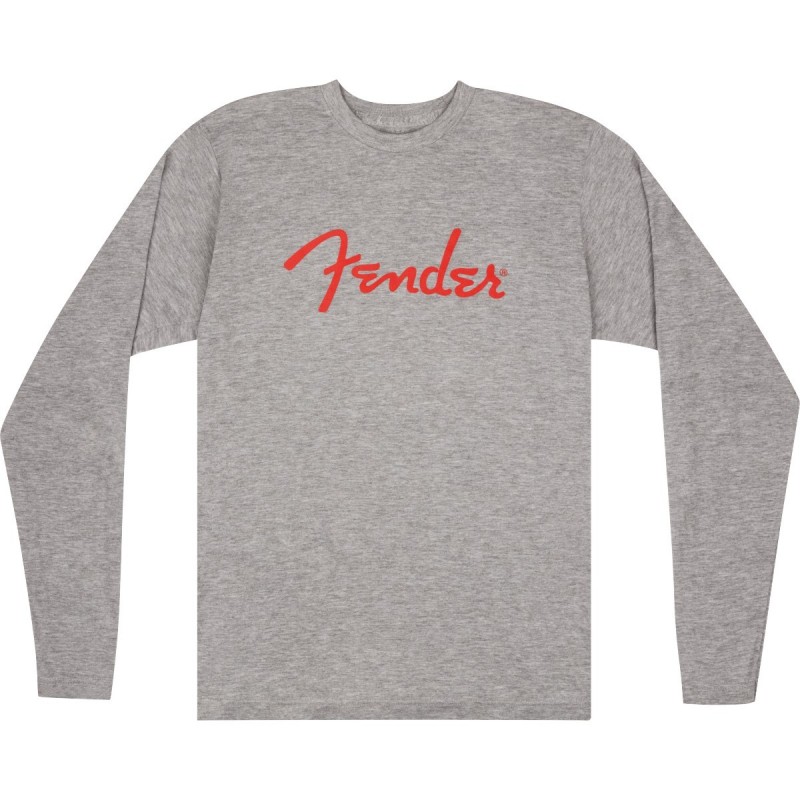 Maglietta Fender® Spaghetti Logo L/S, Grigio Melange, S