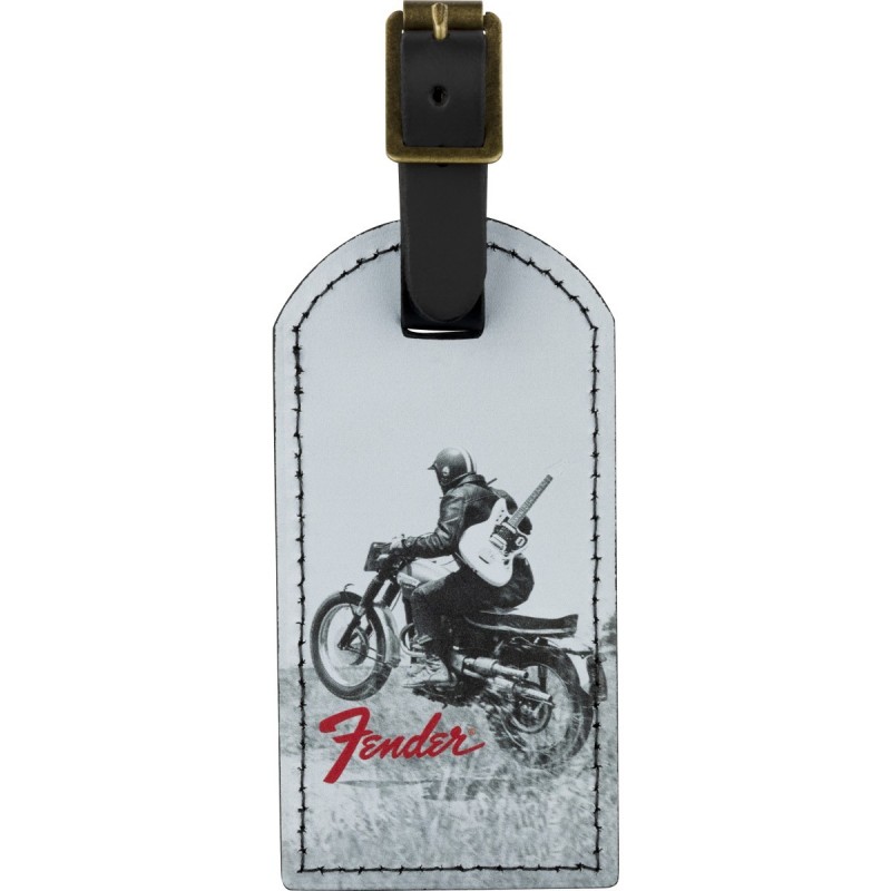 Targetta bagaglio fender 9106101003  vintage ad luggage tag, motorcycle rider