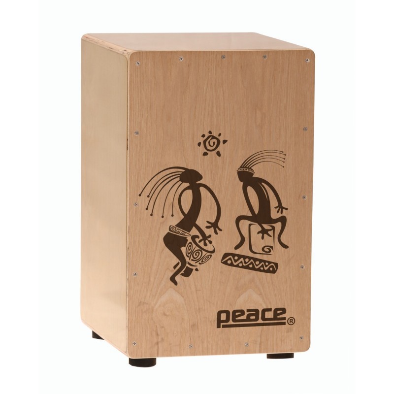 Cajon in stile flamenco con tavola in noce chiaro