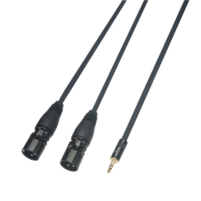 Cavo adattatore Wiremaster Mini jack stereo 3.5 - 2 x XLR maschio / 3 mt