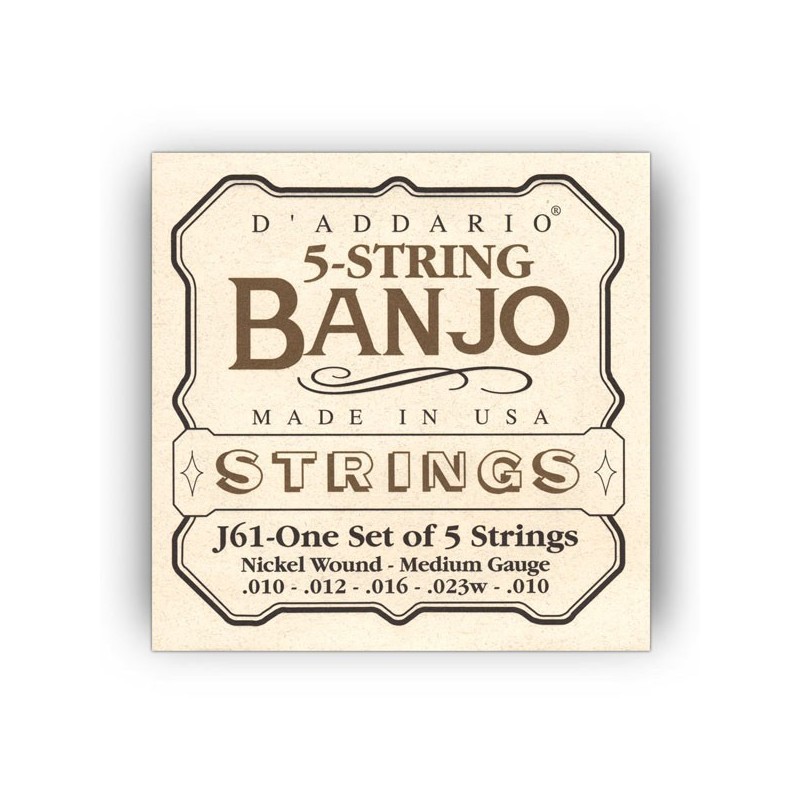 5-String Banjo Strings, Nickel, Light, 10-23