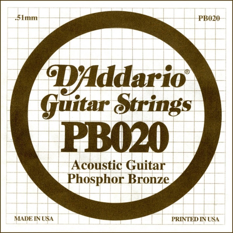 Phosphor Bronze Wound Acoustic Guitar Single String, .020