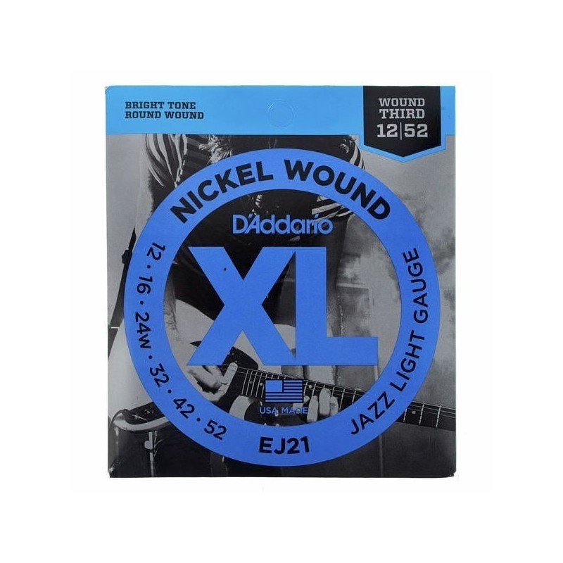 D'Addario EJ21 Nickel Wound Electric Guitar Strings, Jazz Light, 12-52