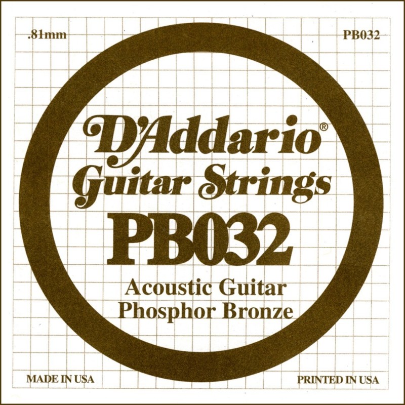 Phosphor Bronze Wound Acoustic Guitar Single String, .032