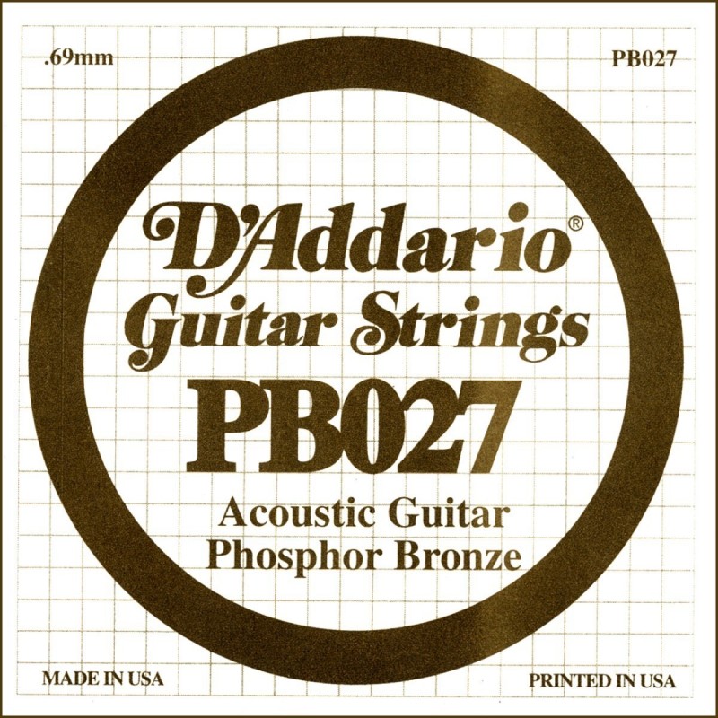 Phosphor Bronze Wound Acoustic Guitar Single String, .027