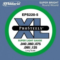 5-String ProSteels Bass Guitar Strings, Super Light, 40-125, Long Scale